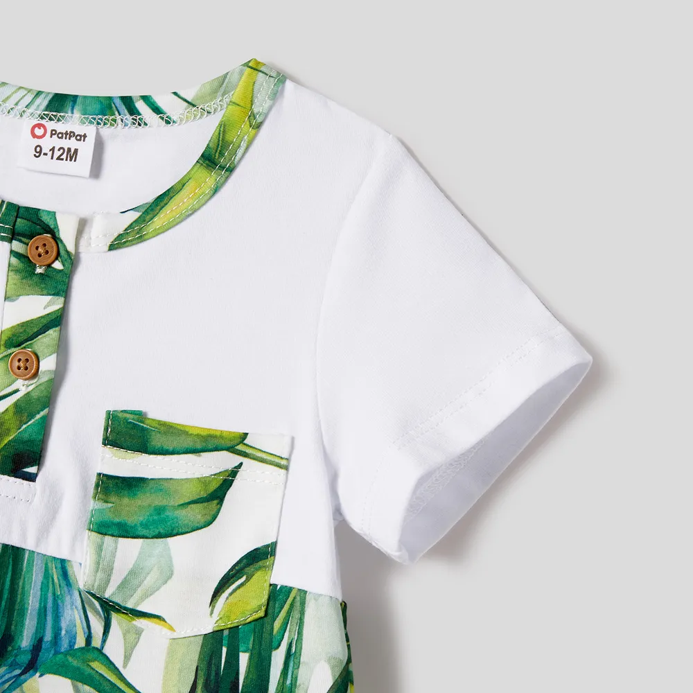 Family Matching Allover Plant Print Belted Tank Dresses and Short-sleeve T-shirts Sets big image 3