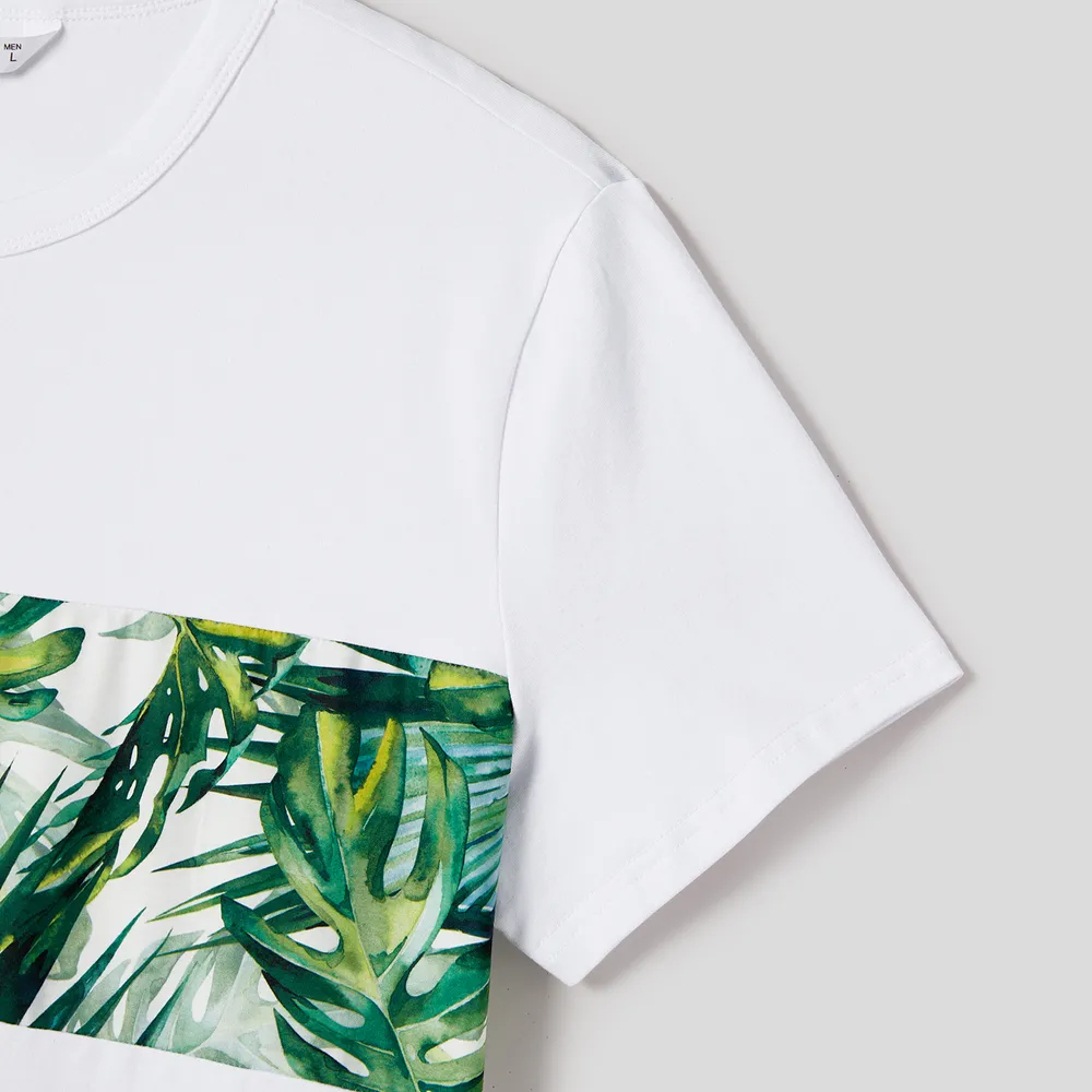 Family Matching Allover Plant Print Belted Tank Dresses and Short-sleeve T-shirts Sets big image 13