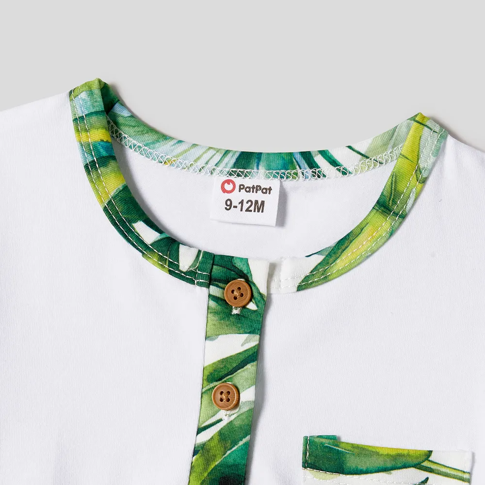 Family Matching Allover Plant Print Belted Tank Dresses and Short-sleeve T-shirts Sets big image 5