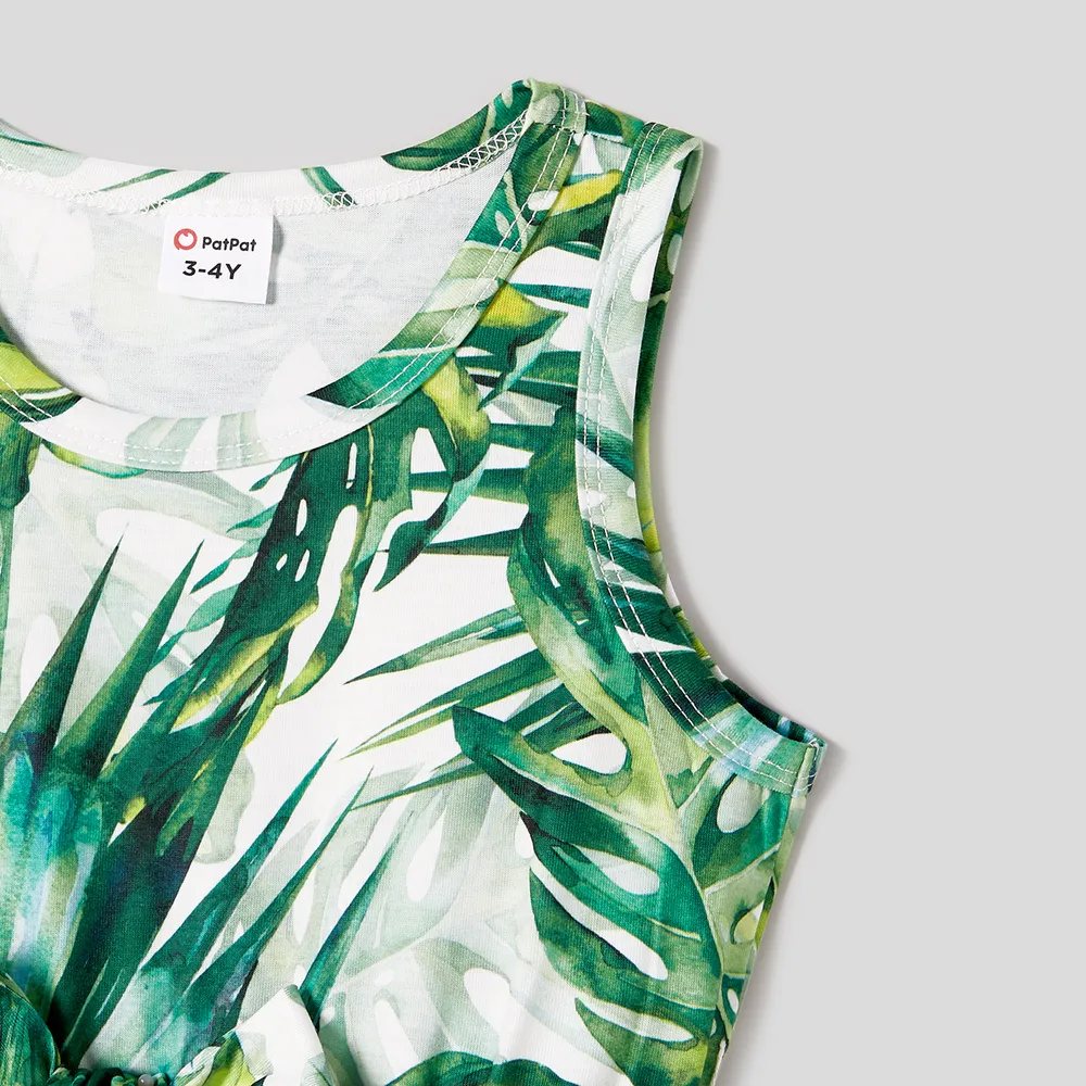 Family Matching Allover Plant Print Belted Tank Dresses and Short-sleeve T-shirts Sets big image 15