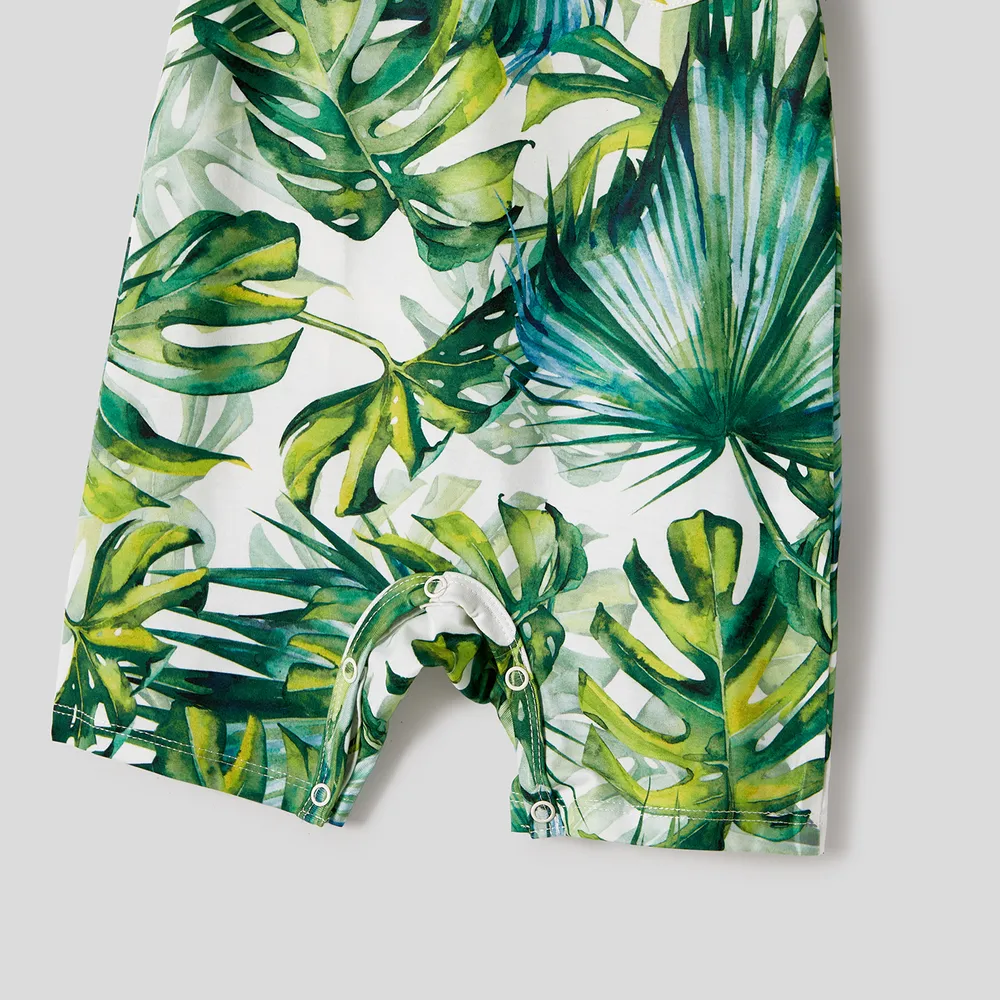 Family Matching Allover Plant Print Belted Tank Dresses and Short-sleeve T-shirts Sets big image 4
