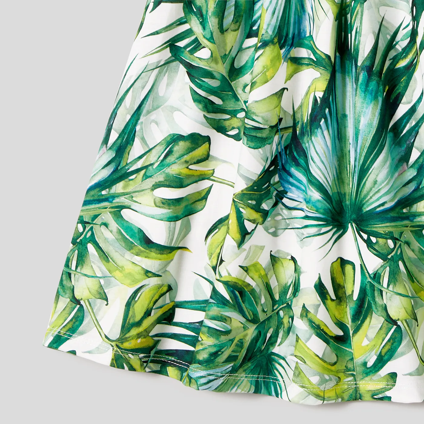 Family Matching Allover Plant Print Belted Tank Dresses and Short-sleeve T-shirts Sets  big image 19