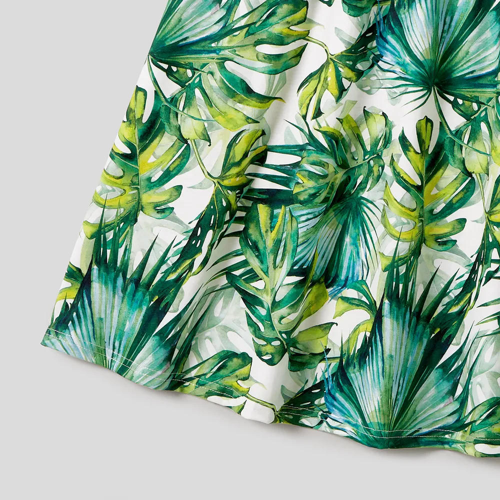 Family Matching Allover Plant Print Belted Tank Dresses and Short-sleeve T-shirts Sets big image 17