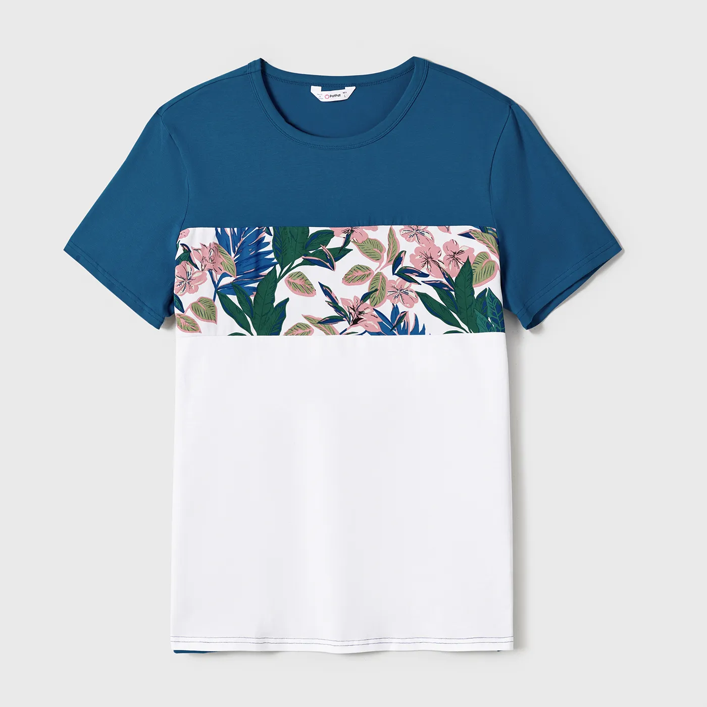 Family Matching Plant Floral Print Slip Dresses and Colorblock Short-sleeve T-shirts Sets  big image 18