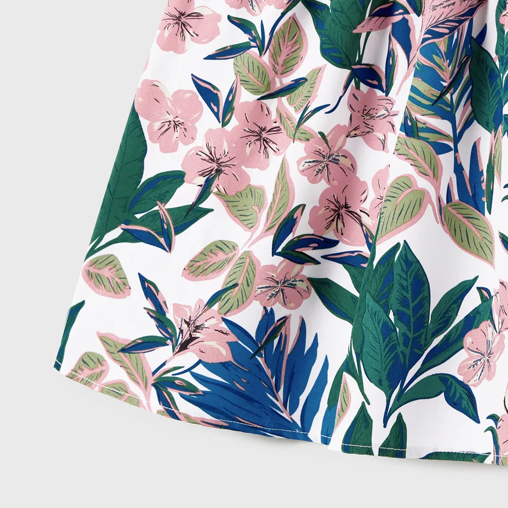 Family Matching Plant Floral Print Slip Dresses and Colorblock Short-sleeve T-shirts Sets big image 14