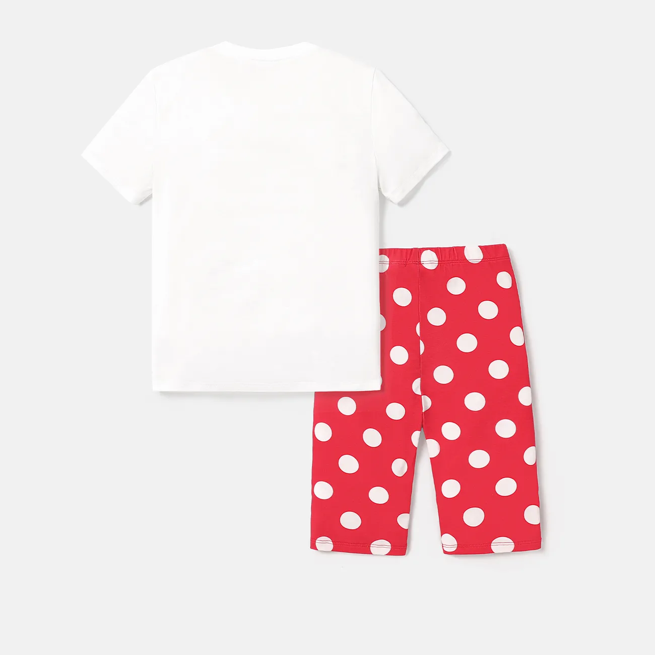 Disney Mickey and Friends Toddler/Kid Girl 2pcs Naia™ Character Print Short-sleeve Tee and Leggings Shorts Set White big image 1