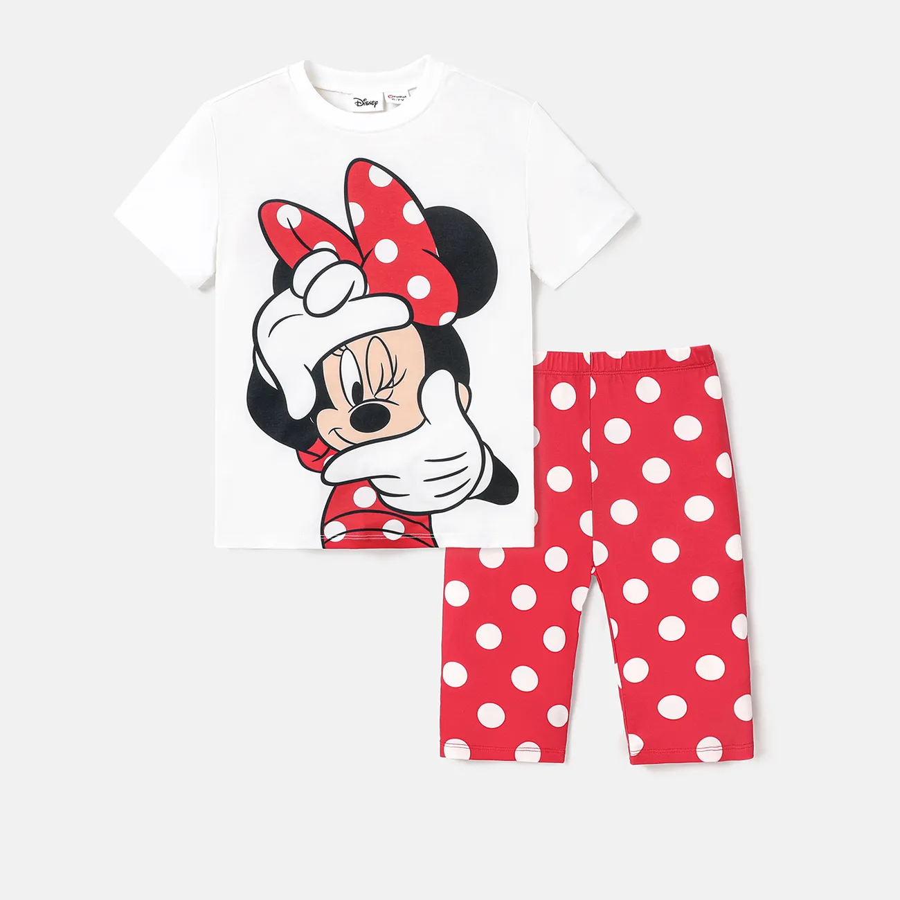 迪士尼幼兒/兒童女孩 2 件 Naia™ 字元印花短袖 T 恤和打底褲短褲套裝 白色 big image 1