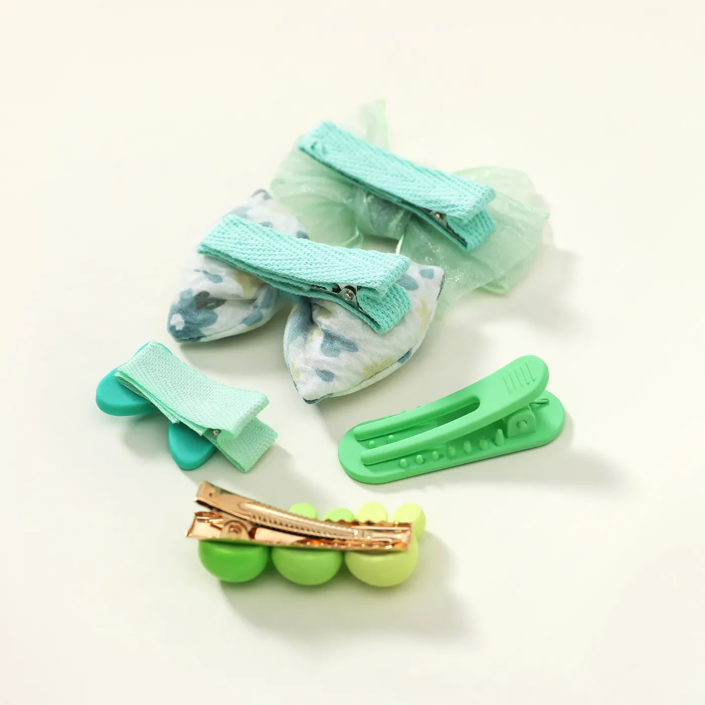 5-pack Toddler/Kid Girl Korean Sweet Candy Color Mesh Bow Knot Headband Green image 4