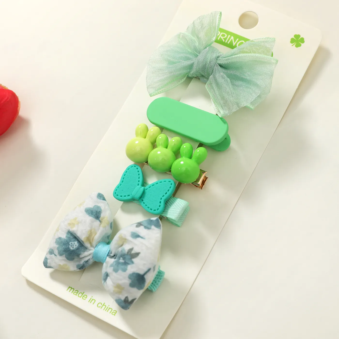 5-pack Toddler/Kid Girl Korean Sweet Candy Color Mesh Bow Knot Headband Green image 2