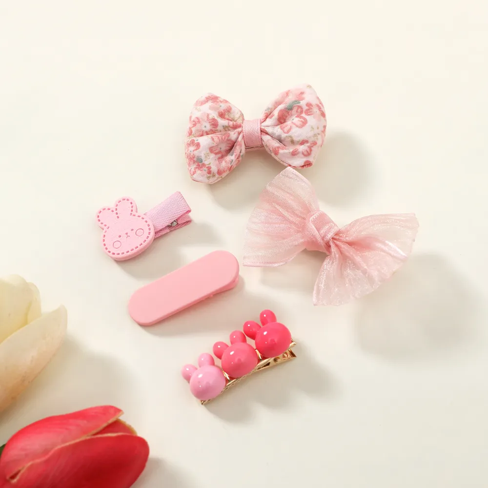 5-pack Toddler/Kid Girl Korean Sweet Candy Color Mesh Bow Knot Headband  big image 5