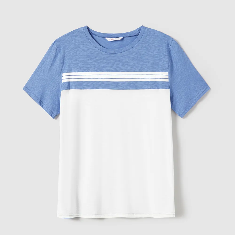 Family Matching Allover Floral Print Ruffle-sleeve Dresses and Striped Colorblock T-shirts Sets big image 18