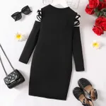 Kid Girl Hollow Out Long-sleeve Rib-knit Bodycon Dress   image 3
