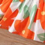 2pcs Baby Girl Allover Floral Letter Print Square Neck Top and Solid Shorts Set  Orange color image 4