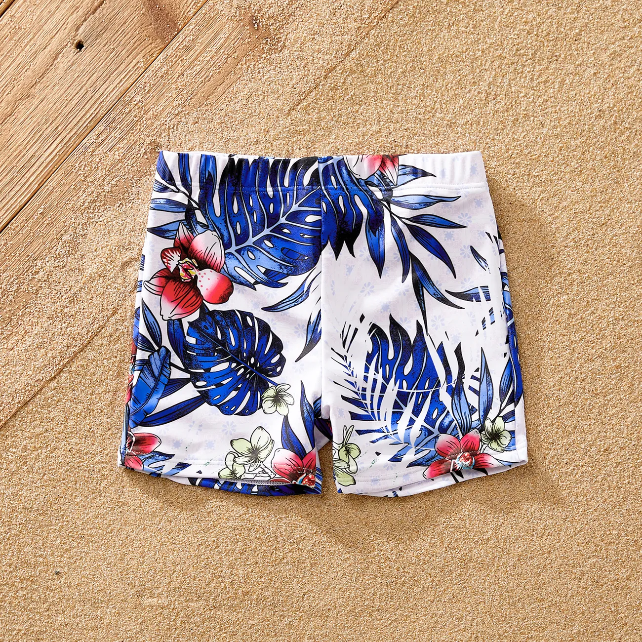 Family Matching Plant Floral Print Crisscross Front One-piece Swimsuit or Swim Trunks Shorts big image 1