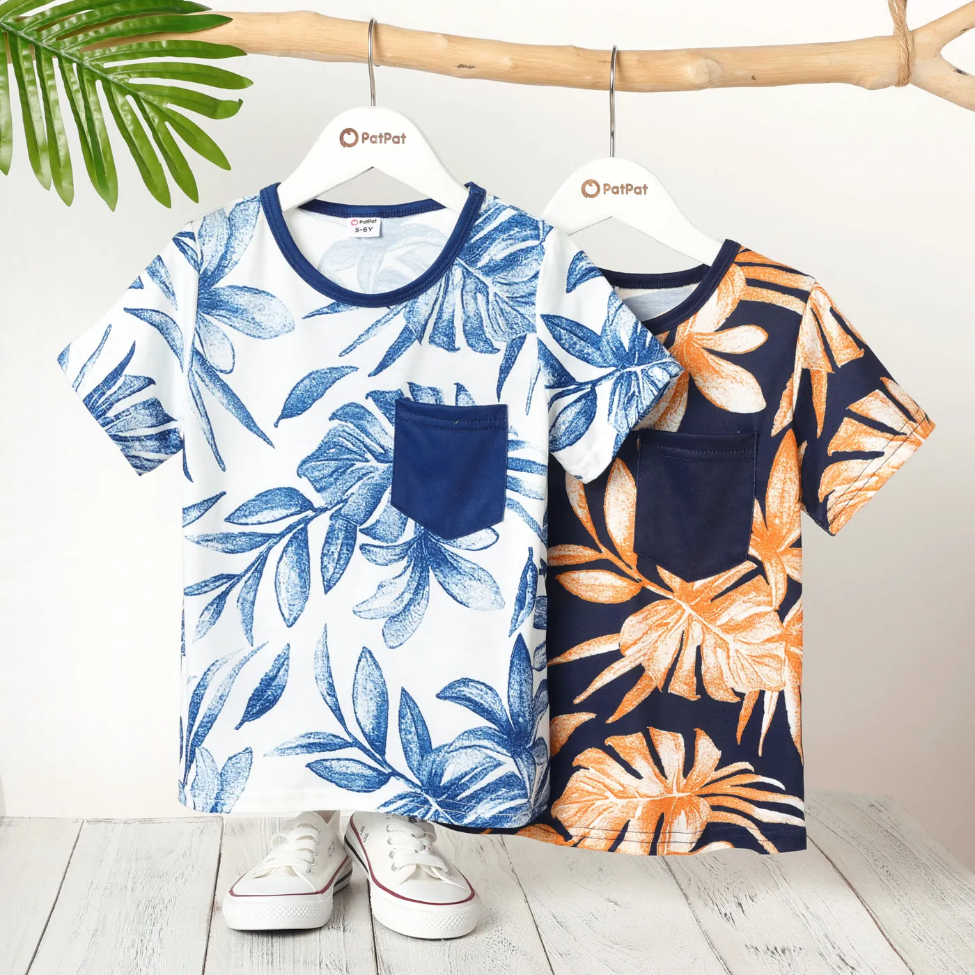 Kid Boy Allover Plant Print Patch Pocket Short-sleeve Tee  image 2