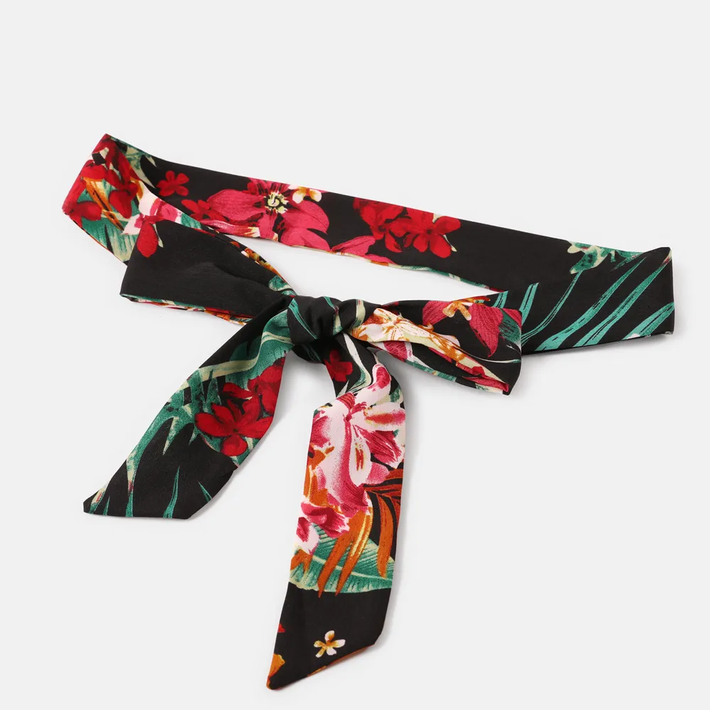Family Matching Allover Plant Floral Print Halterneck Dresses and Short-sleeve Shirts Sets big image 13