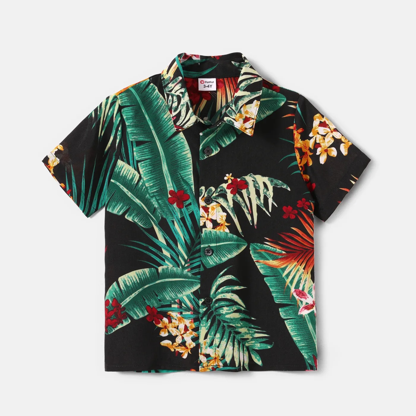 Family Matching Allover Plant Floral Print Halterneck Dresses and Short-sleeve Shirts Sets  image 6