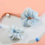2-pack Floral Pattern Mesh Scrunchie for Mom and Me Light Blue