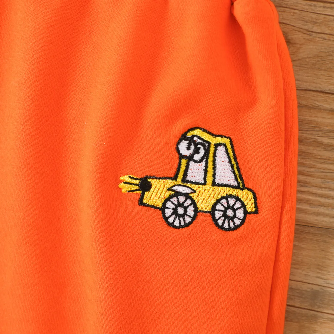 Toddler Boy Vehicle Embroidered Shorts Orange big image 1