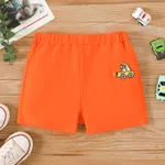 Toddler Boy Vehicle Embroidered Shorts Orange