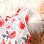 2pcs Kid Girl Ruffle Trim Short-sleeve Cardigan and Allover Floral Print Tank Dress Set  image 3