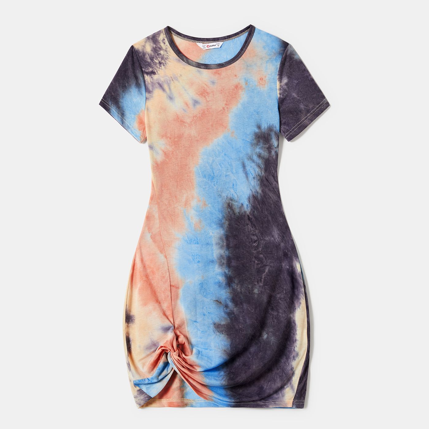 Family Matching Tie Dye Short-sleeve Tunic Dresses And T-shirts Sets