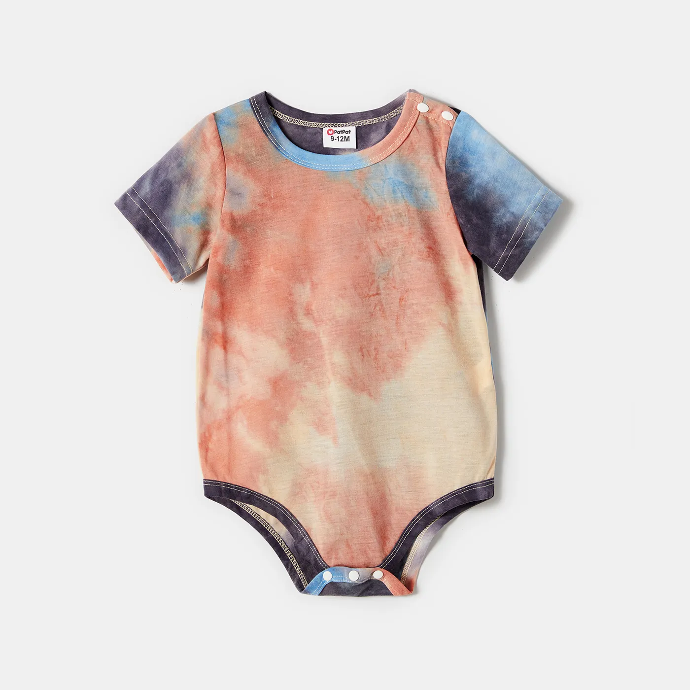 Family Matching Tie Dye Short-sleeve Tunic Dresses and T-shirts Sets  big image 1