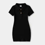 Mommy and Me Black Polo Neck Short-sleeve Dresses  image 6