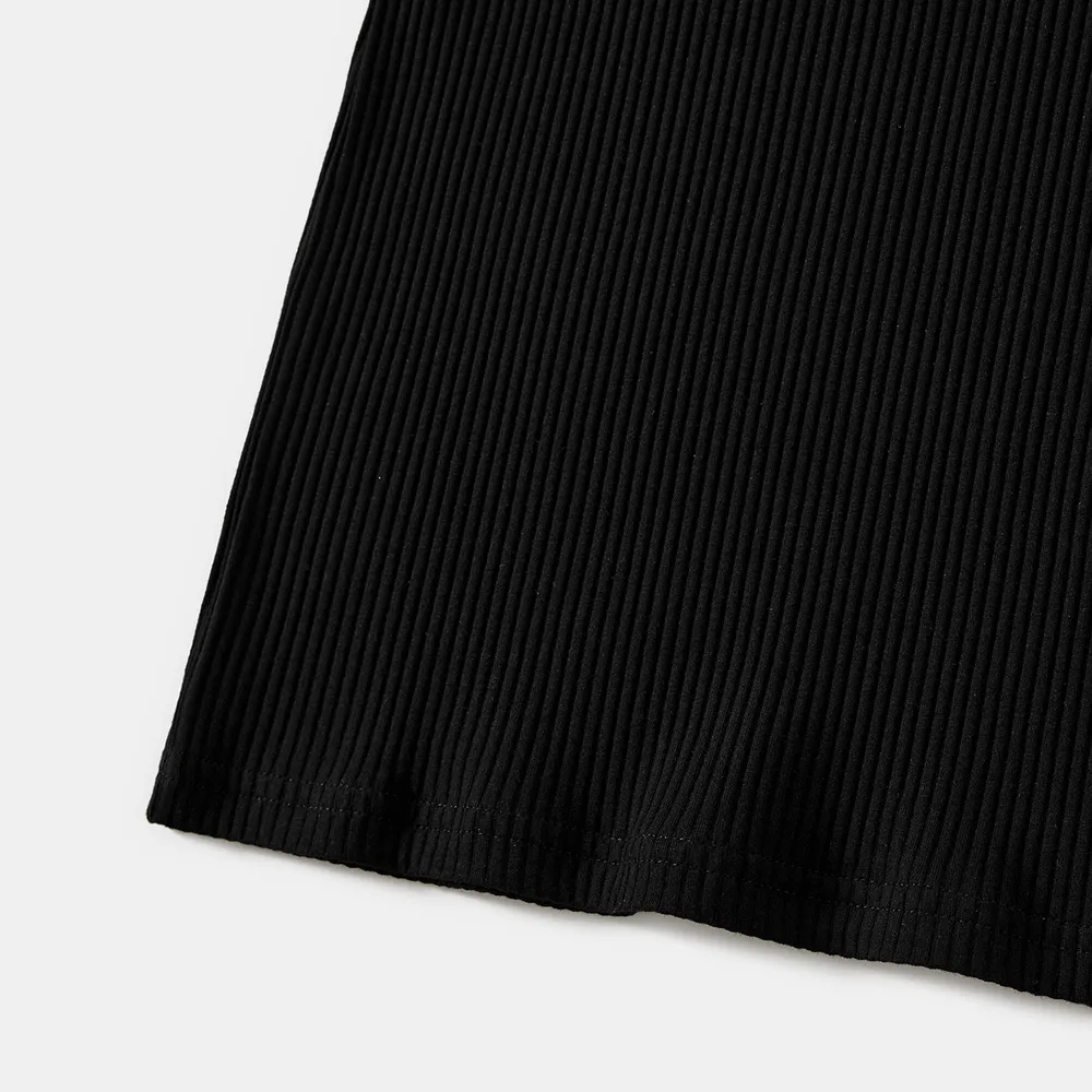Mommy and Me Black Polo Neck Short-sleeve Dresses big image 13