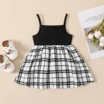 Baby Girl Plaid Panel Button Front Rib-knit Cami Dress  image 2
