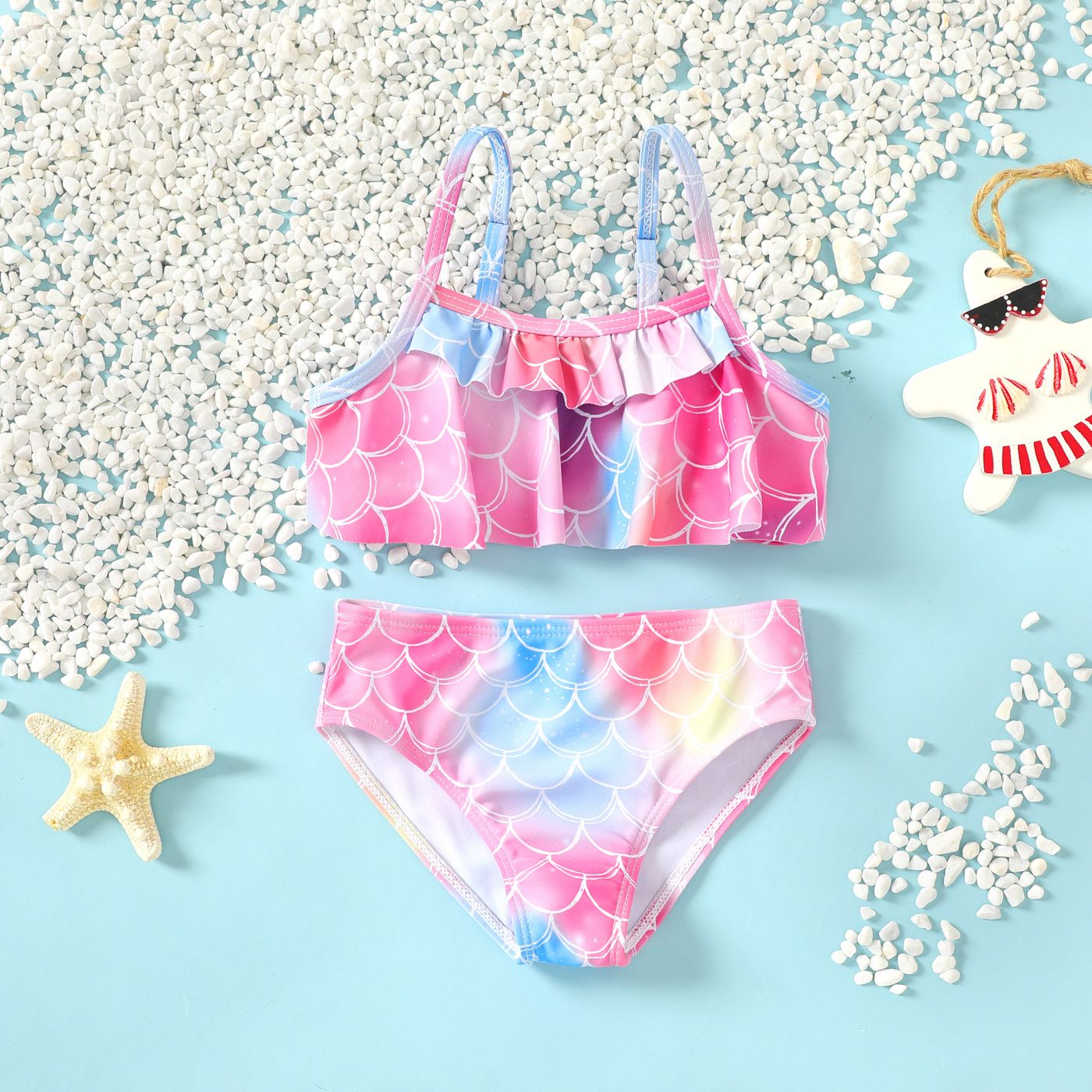 

Baby Girl Mermaid Pattern Two-piece Swimsuit