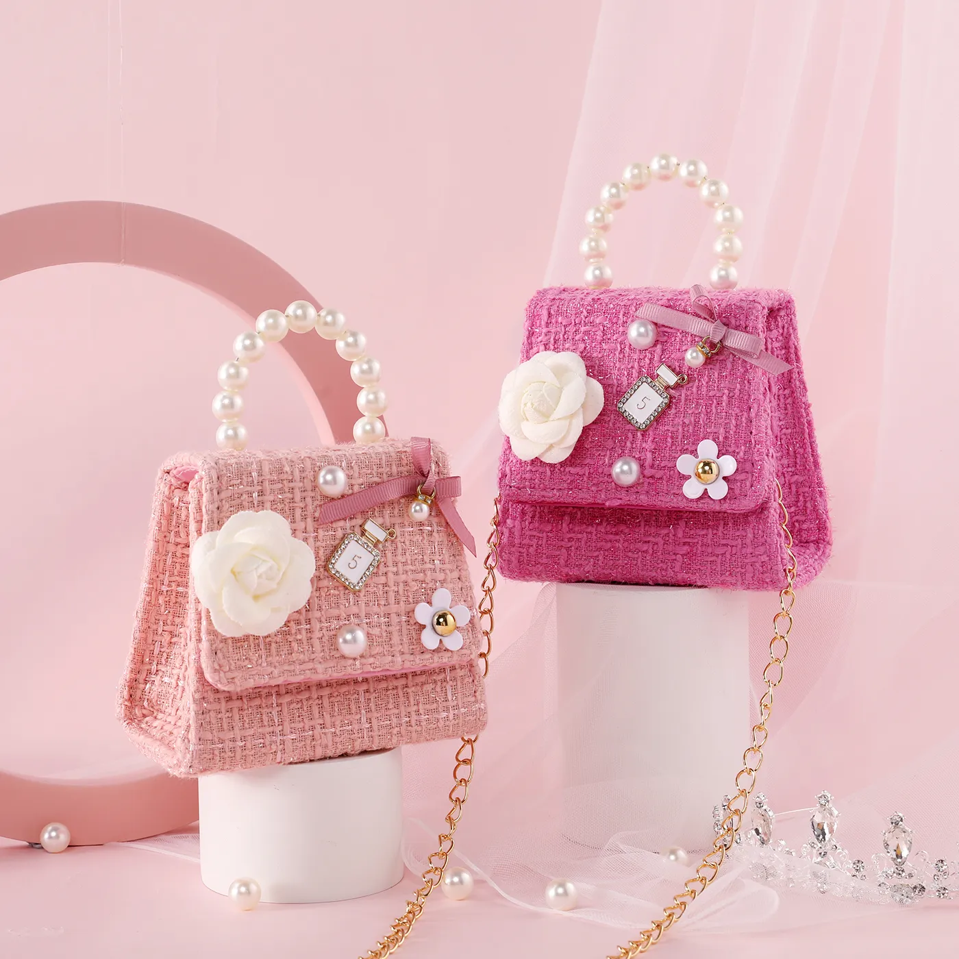 Blumendeko Perle tragbare Umhängetasche für Kleinkinder/Mädchen