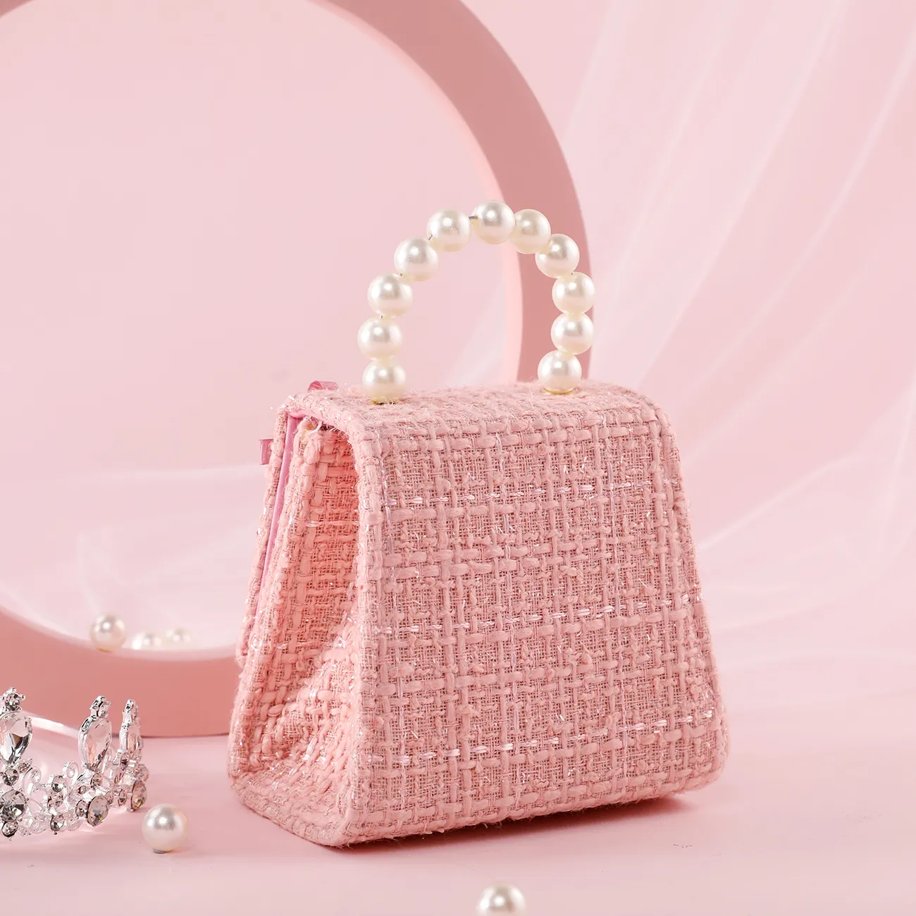 Blumendeko Perle tragbare Umhängetasche für Kleinkinder/Mädchen Hell rosa big image 1