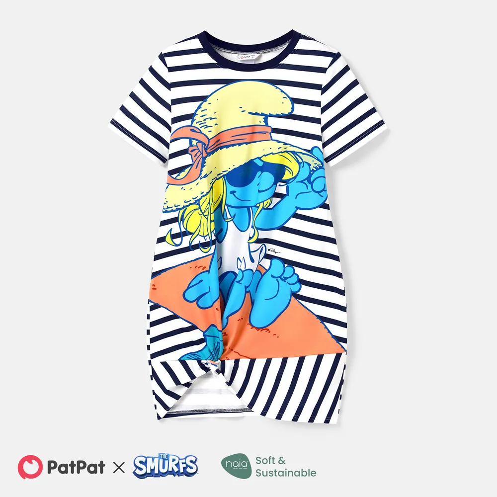 The Smurfs Family Matching Naia™ Character & Stripe Print Short-sleeve Dresses and T-shirts Sets  big image 20