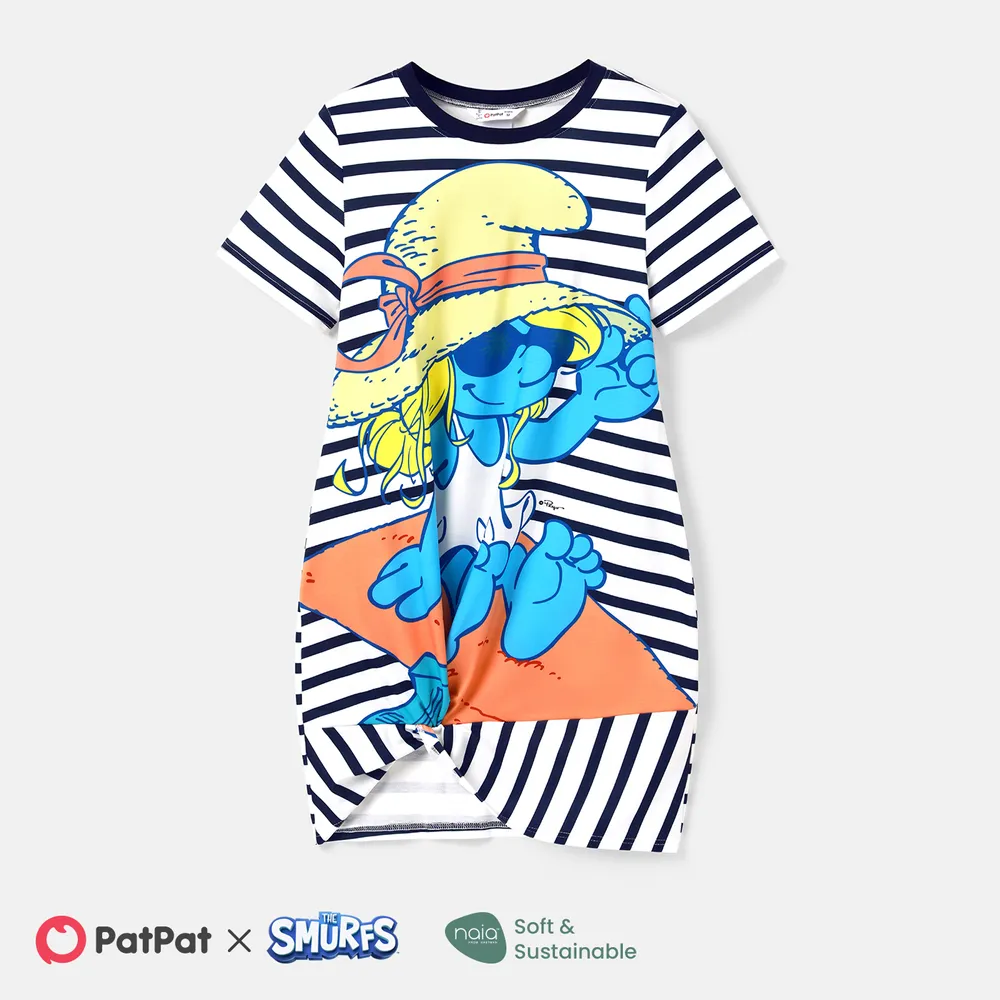 The Smurfs Family Matching Naia™ Character & Stripe Print Short-sleeve Dresses and T-shirts Sets big image 20