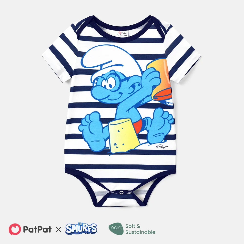 The Smurfs Family Matching Naia™ Character & Stripe Print Short-sleeve Dresses and T-shirts Sets big image 1