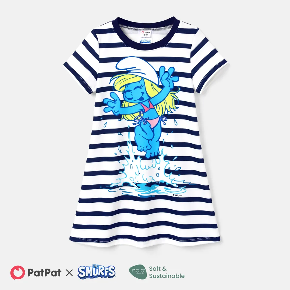 The Smurfs Family Matching Naia™ Character & Stripe Print Short-sleeve Dresses and T-shirts Sets big image 14