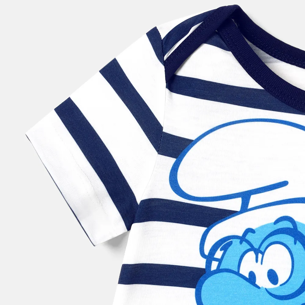 The Smurfs Family Matching Naia™ Character & Stripe Print Short-sleeve Dresses and T-shirts Sets big image 4