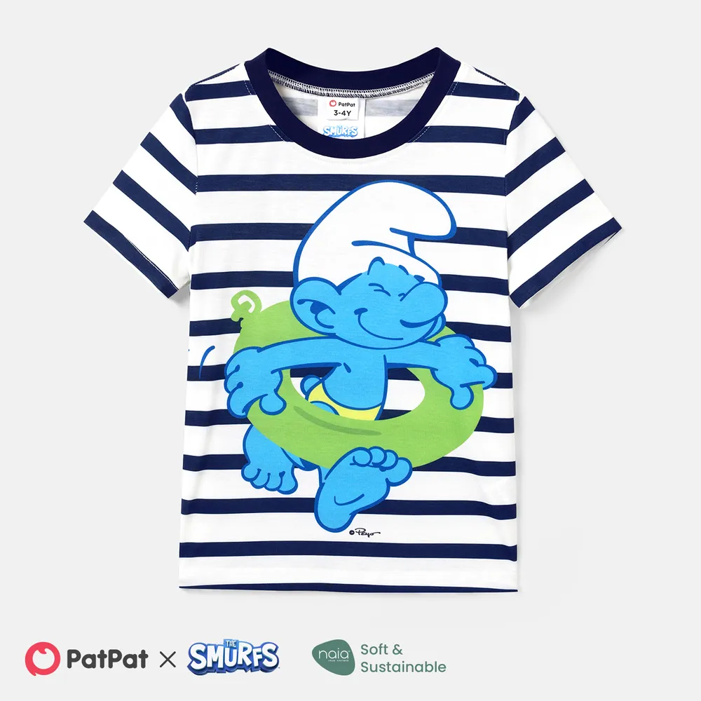 The Smurfs Family Matching Naia™ Character & Stripe Print Short-sleeve Dresses and T-shirts Sets  big image 9