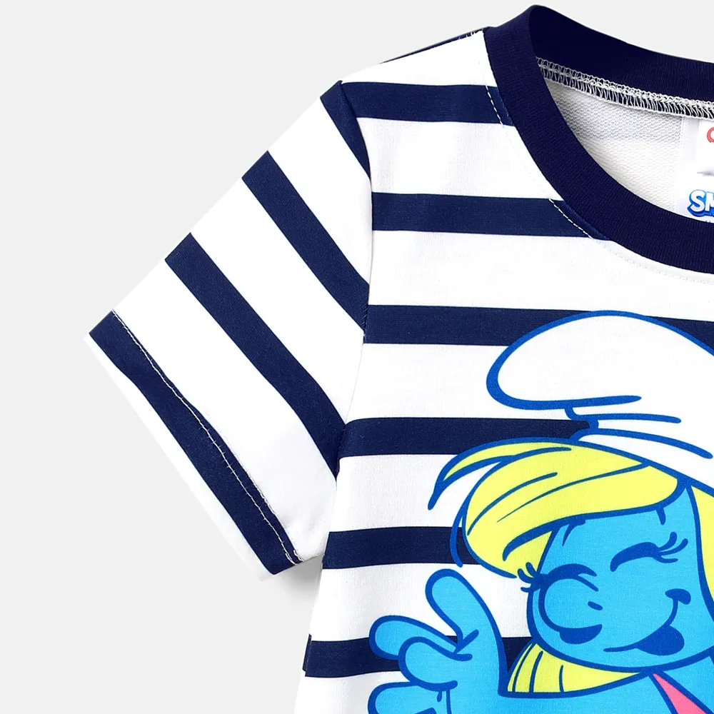 The Smurfs Family Matching Naia™ Character & Stripe Print Short-sleeve Dresses and T-shirts Sets big image 16