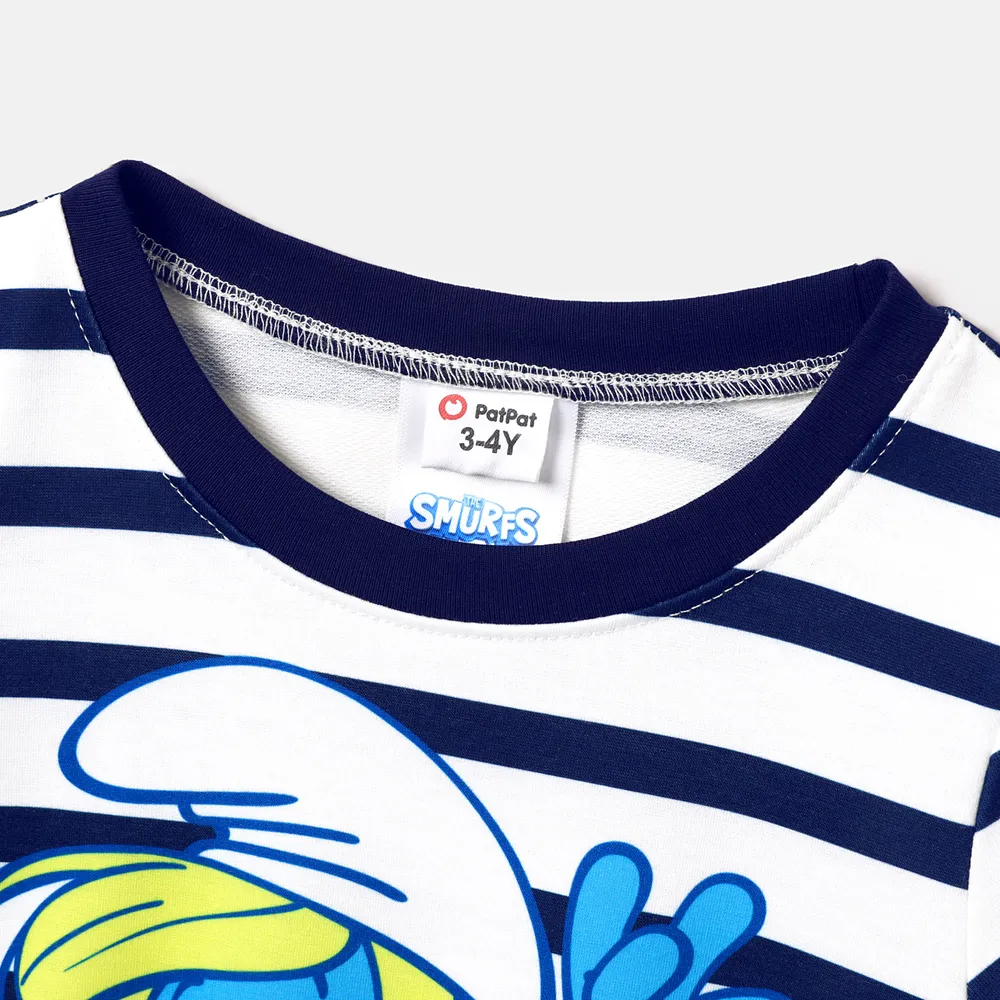 The Smurfs Family Matching Naia™ Character & Stripe Print Short-sleeve Dresses and T-shirts Sets big image 15
