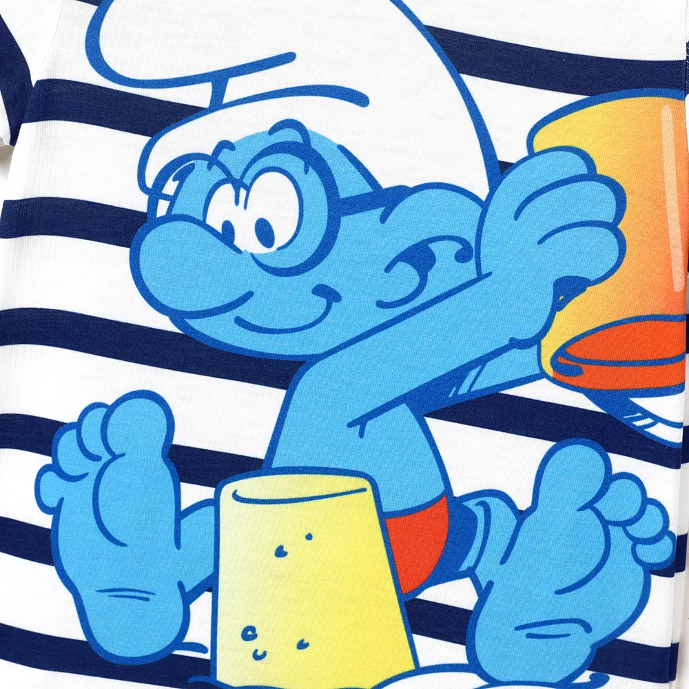 The Smurfs Family Matching Naia™ Character & Stripe Print Short-sleeve Dresses and T-shirts Sets big image 2