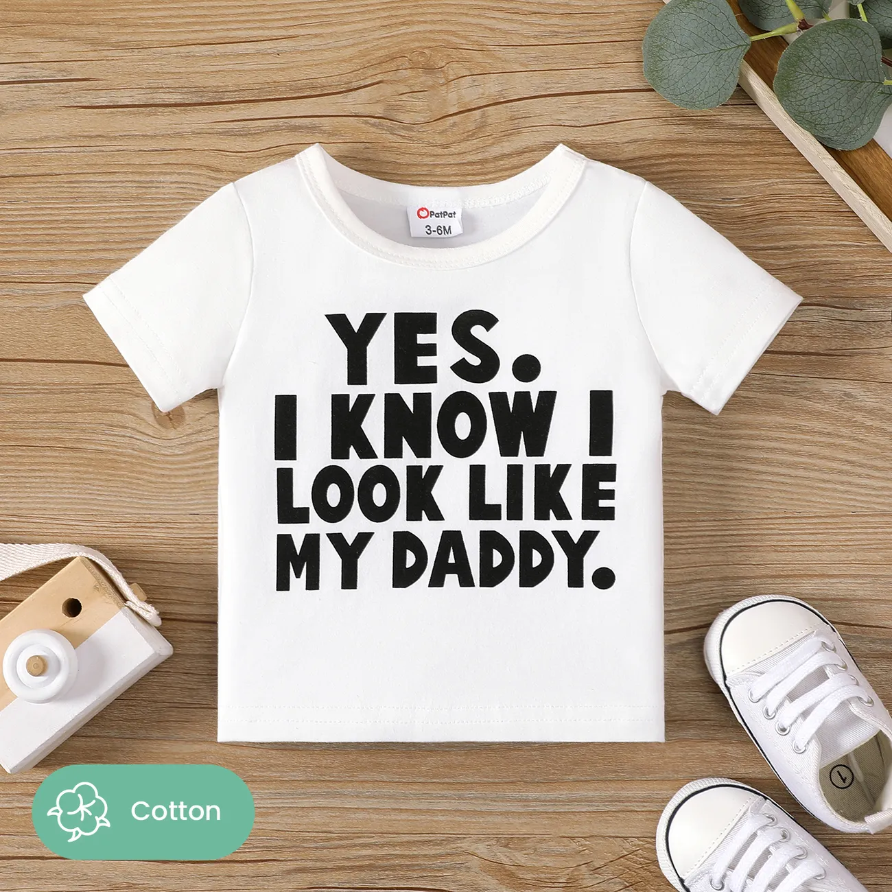 父親節 嬰兒 中性 休閒 短袖 T恤 白色 big image 1