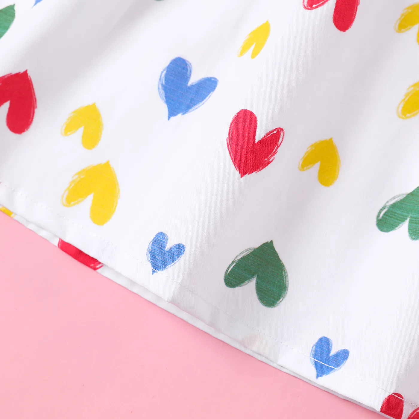 Toddler Girl 100% Cotton Allover Heart Print Rainbow Slip Dress White image 5