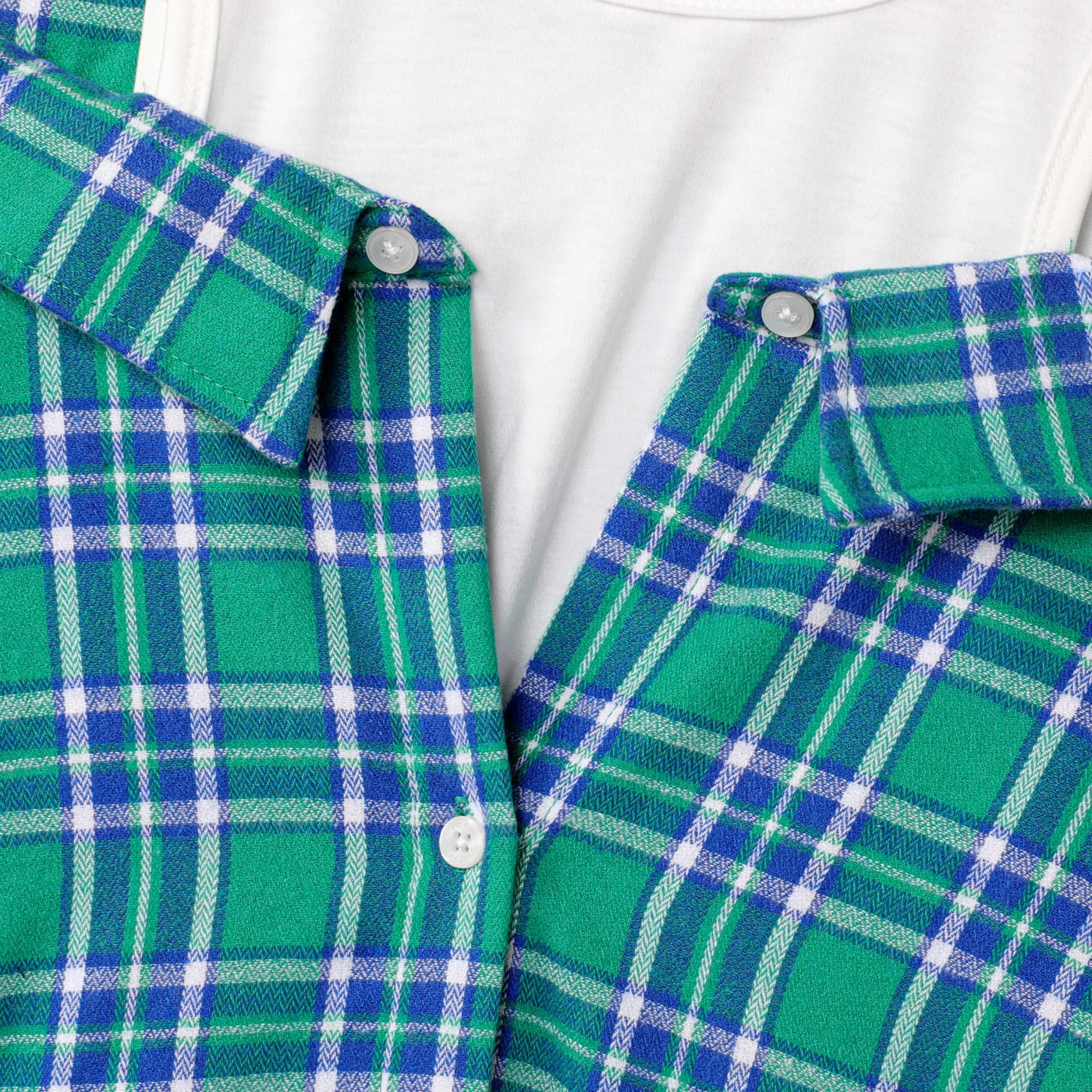 Kid Girl Plaid Button Up Cold Shoulder Blouse  image 3