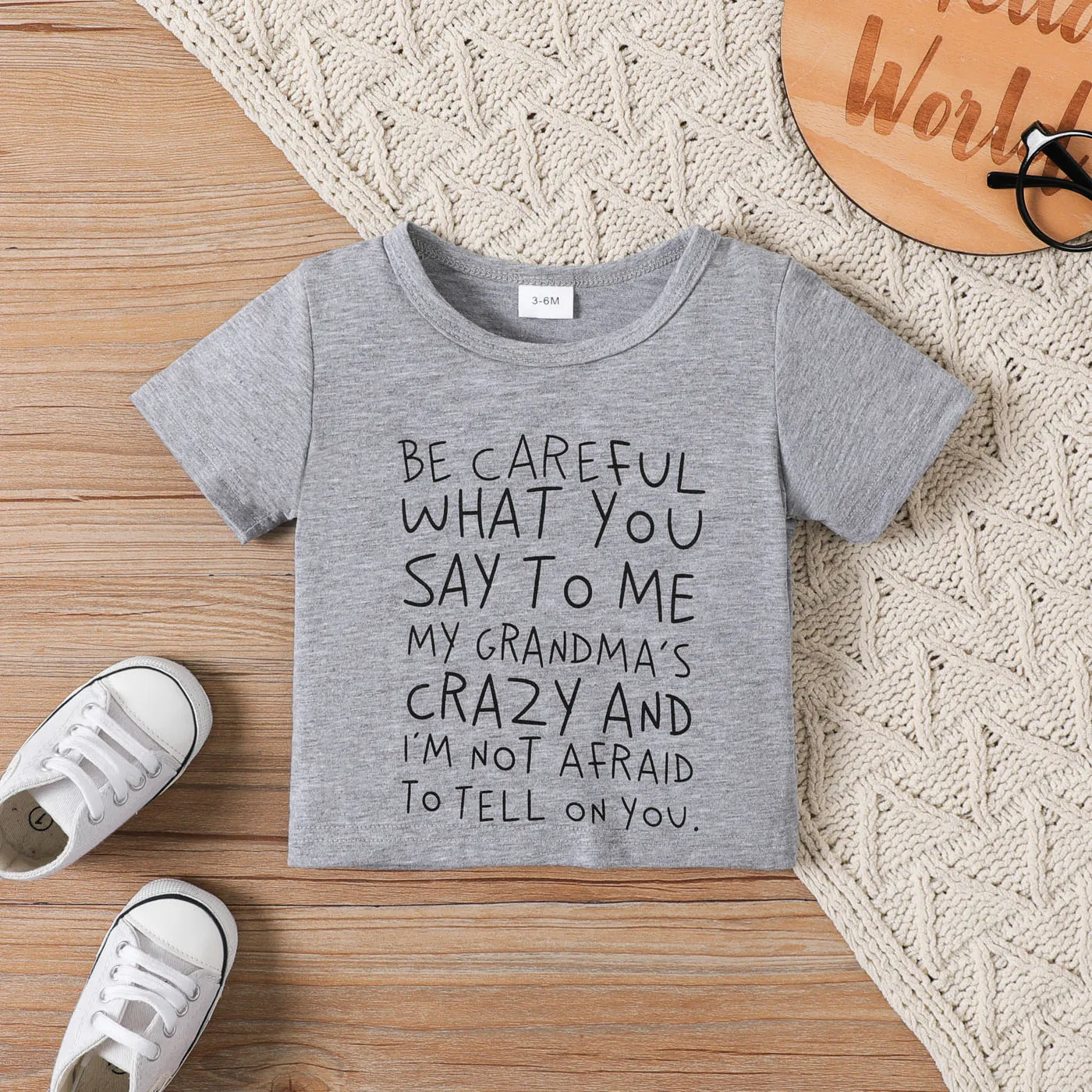 Baby Girl/Boy Short-sleeve Slogan Tee Grey