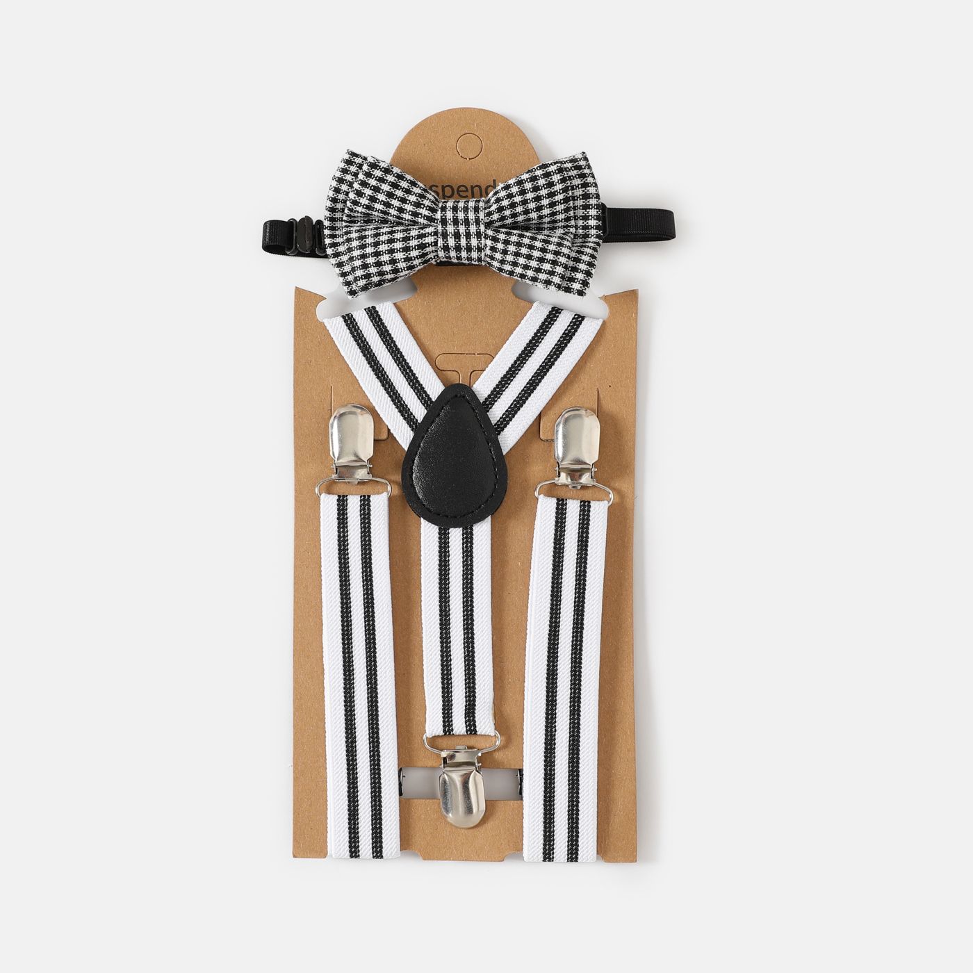 2pcs Toddler/Kid Boy Stripe Print Elastic Strap Clip And Bow Tie Set