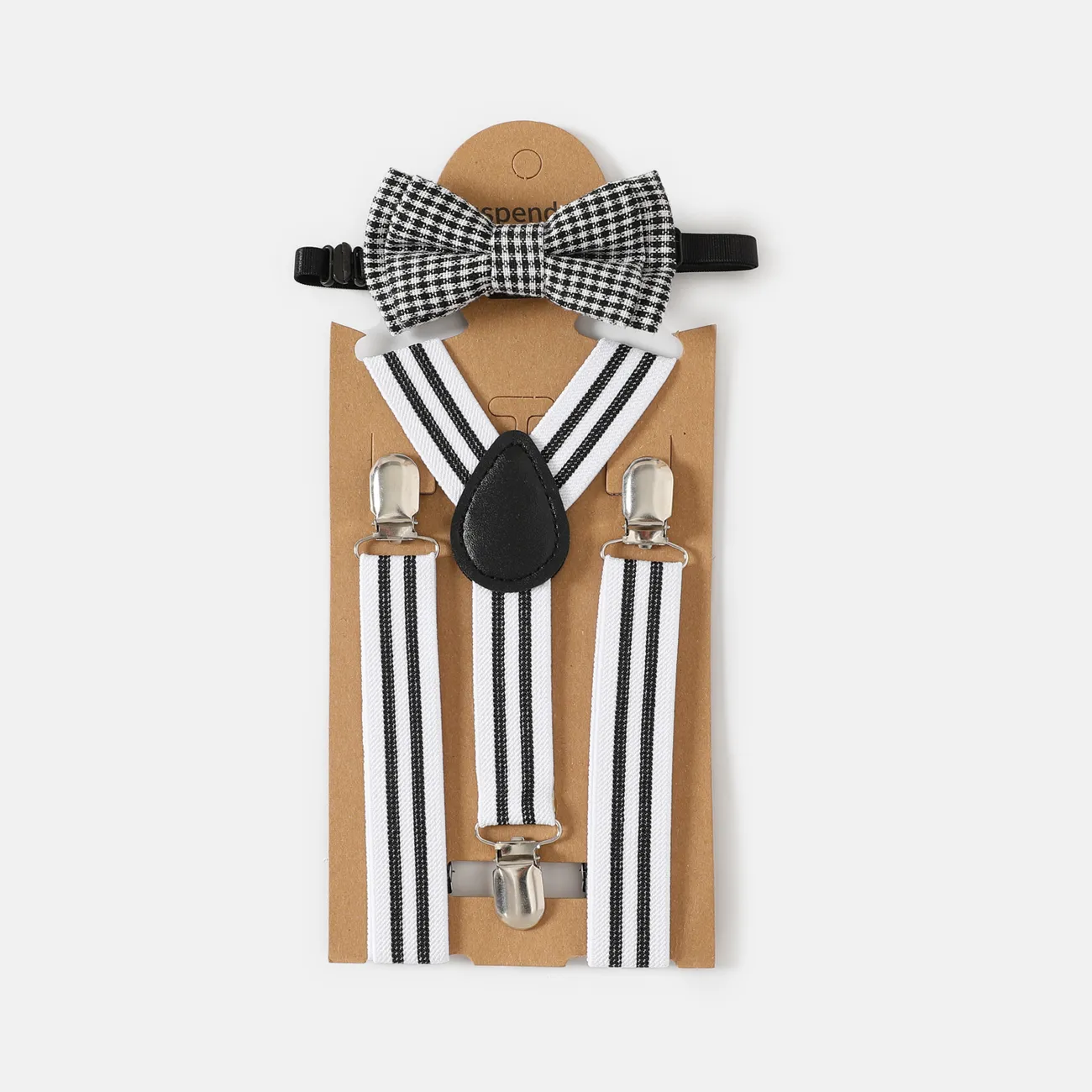 2pcs Toddler/Kid Boy Stripe Print Elastic Strap Clip and Bow Tie Set  big image 1
