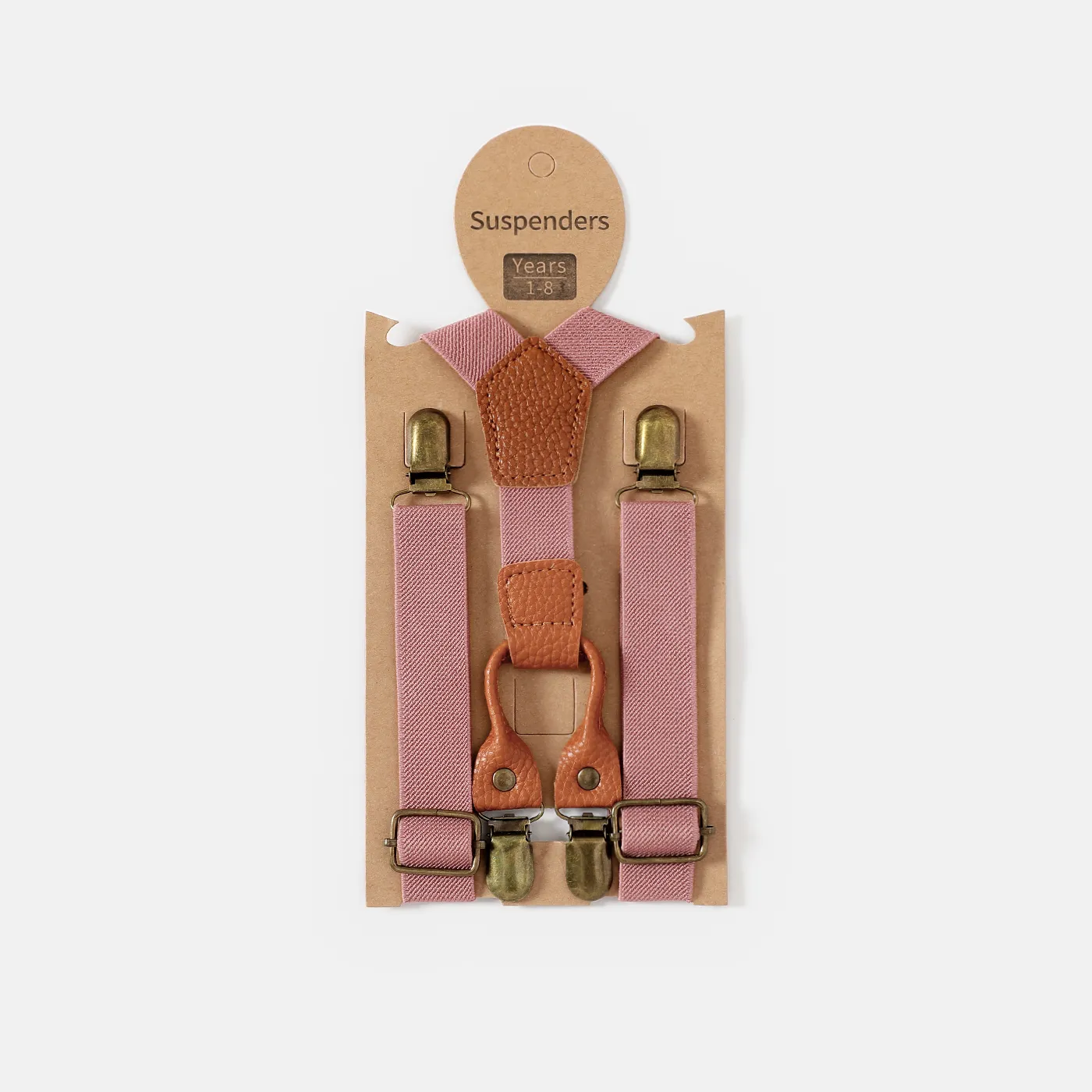 Toddler/Kid Boy Retro British Style Solid Strap Clip Dark Pink big image 1