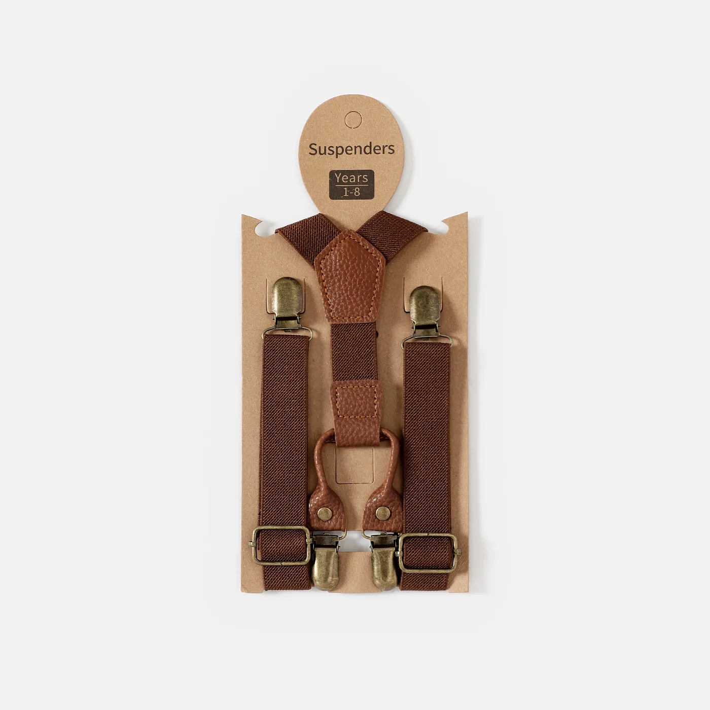Toddler/Kid Boy Retro British Style Solid Strap Clip Brown